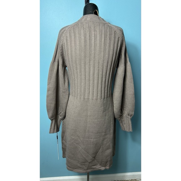 Calvin Klein Sweaters - Calvin Klein Ribbed Puff Sleeve Sweater Dress Women's M Tan Pullover (C1)